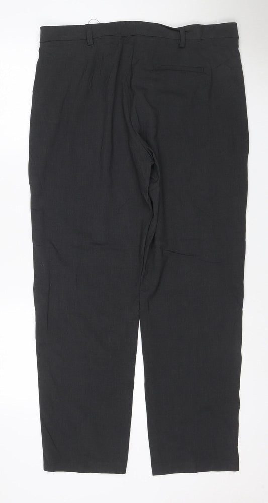 Marks & Spencer Women's Black Size 16 Regular Straight Leg Trousers