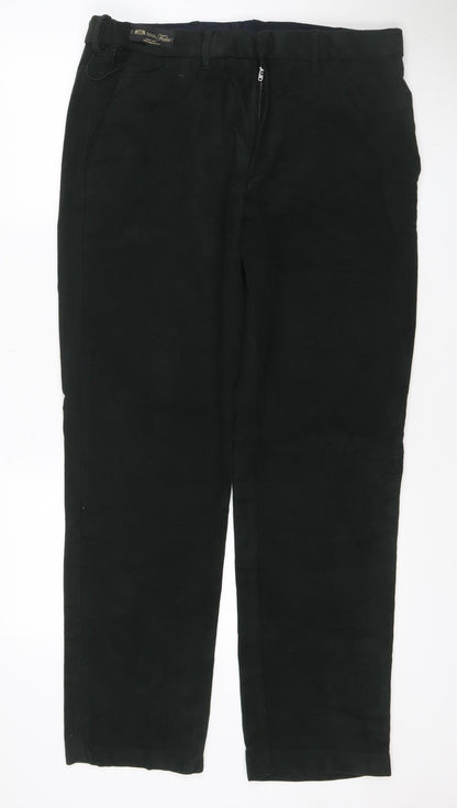 Marks and Spencer Women’s Black Cotton Straight Trousers 36/31 Regular