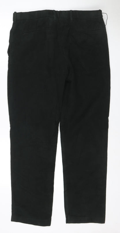 Marks and Spencer Women’s Black Cotton Straight Trousers 36/31 Regular