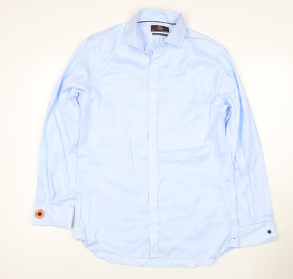 Marks and Spencer Men Blue 15.5 Slim Fit Cotton Tailored Dress Shirt