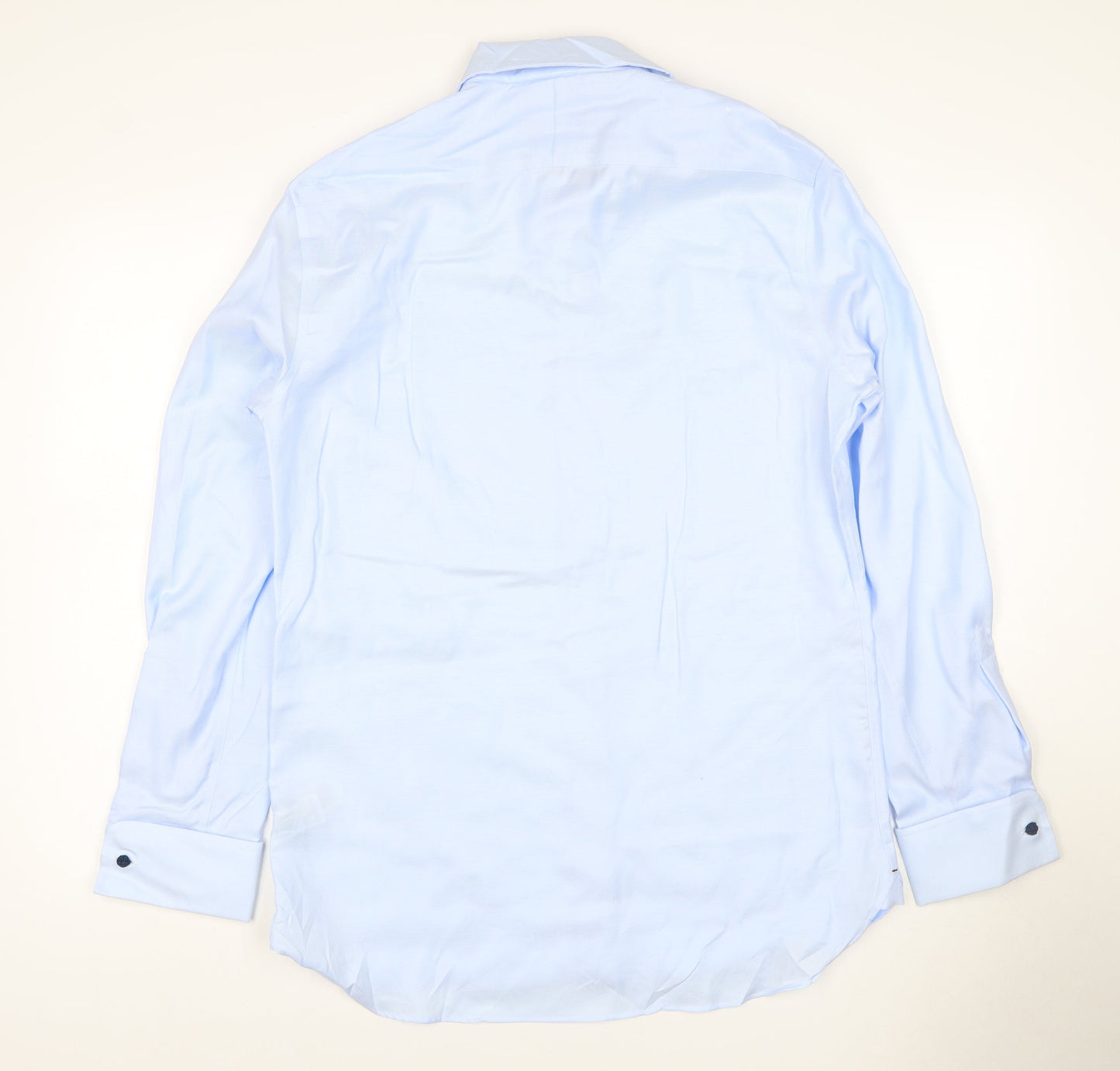Marks and Spencer Men Blue 15.5 Slim Fit Cotton Tailored Dress Shirt