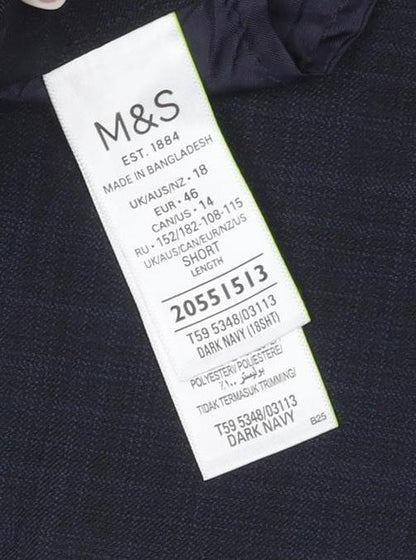 M&S Women’s Navy Blue UK 18 Tailored Straight Dress Trousers