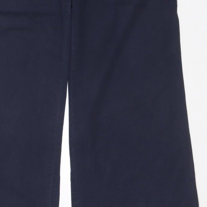 LOFT Women’s Navy Wide-Leg Trousers UK 10 Smart Casual Pockets
