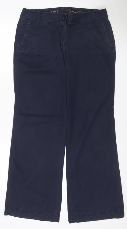 LOFT Women’s Navy Wide-Leg Trousers UK 10 Smart Casual Pockets