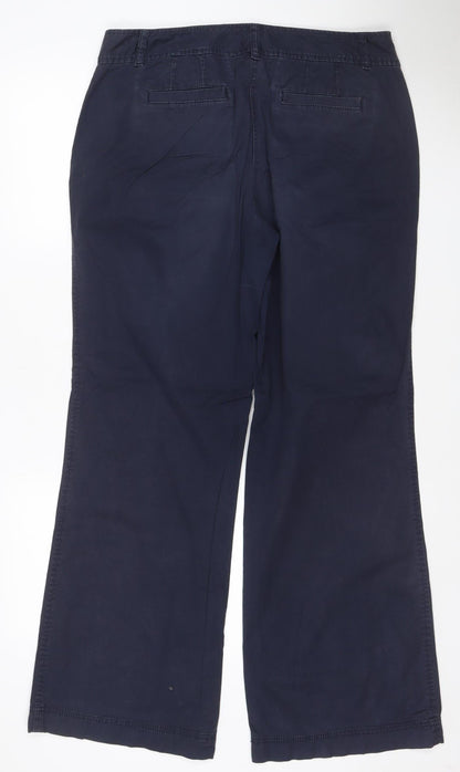 LOFT Women’s Navy Wide-Leg Trousers UK 10 Smart Casual Pockets