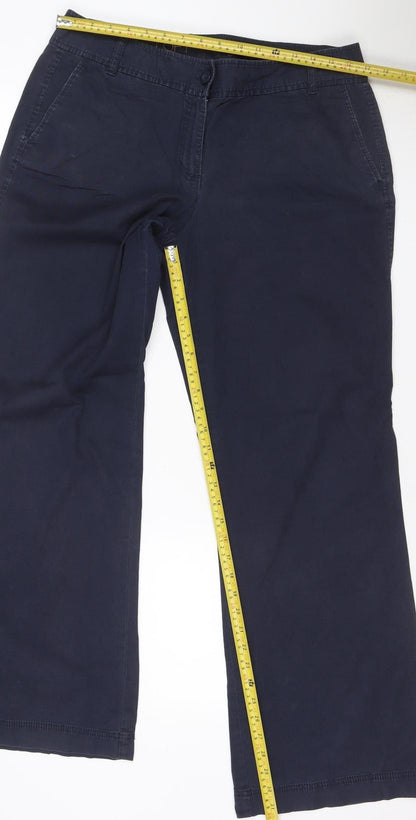 LOFT Women’s Navy Wide-Leg Trousers UK 10 Smart Casual Pockets