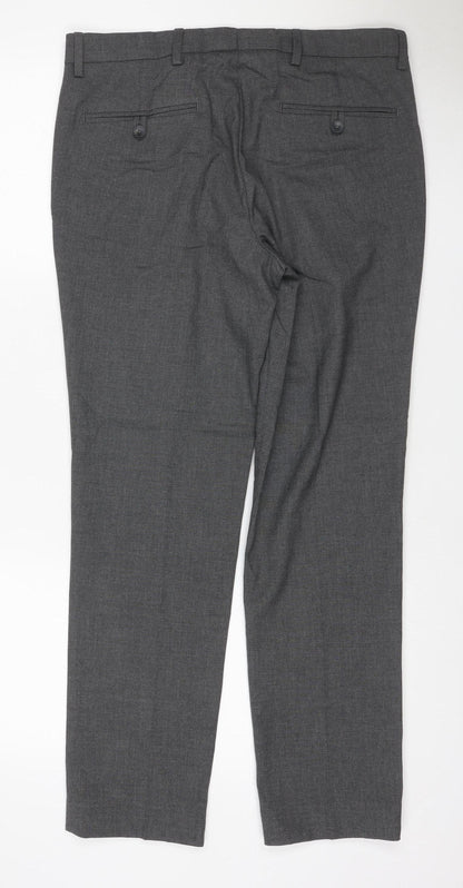 Marks & Spencer Men Grey 32/29 Skinny Herringbone Dress Trousers