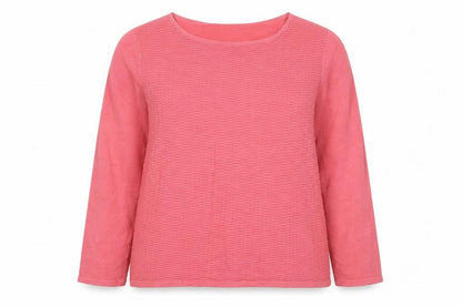 Gerry Weber Women Pink UK 10 Long Sleeve Round Neck Textured Knit Jumper