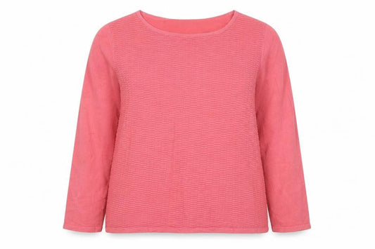 Gerry Weber Women Pink UK 10 Long Sleeve Round Neck Textured Knit Jumper