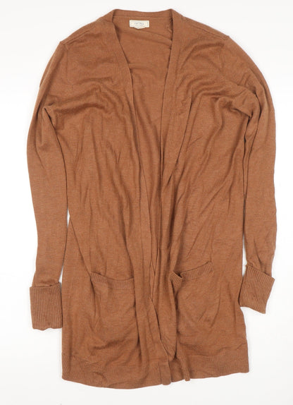 Fat Face Women’s Brown UK 12 Open Knit Longline Cardigan with Pockets
