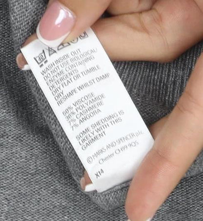 Marks and Spencer Women’s Grey Cashmere V-Neck Jumper UK 12