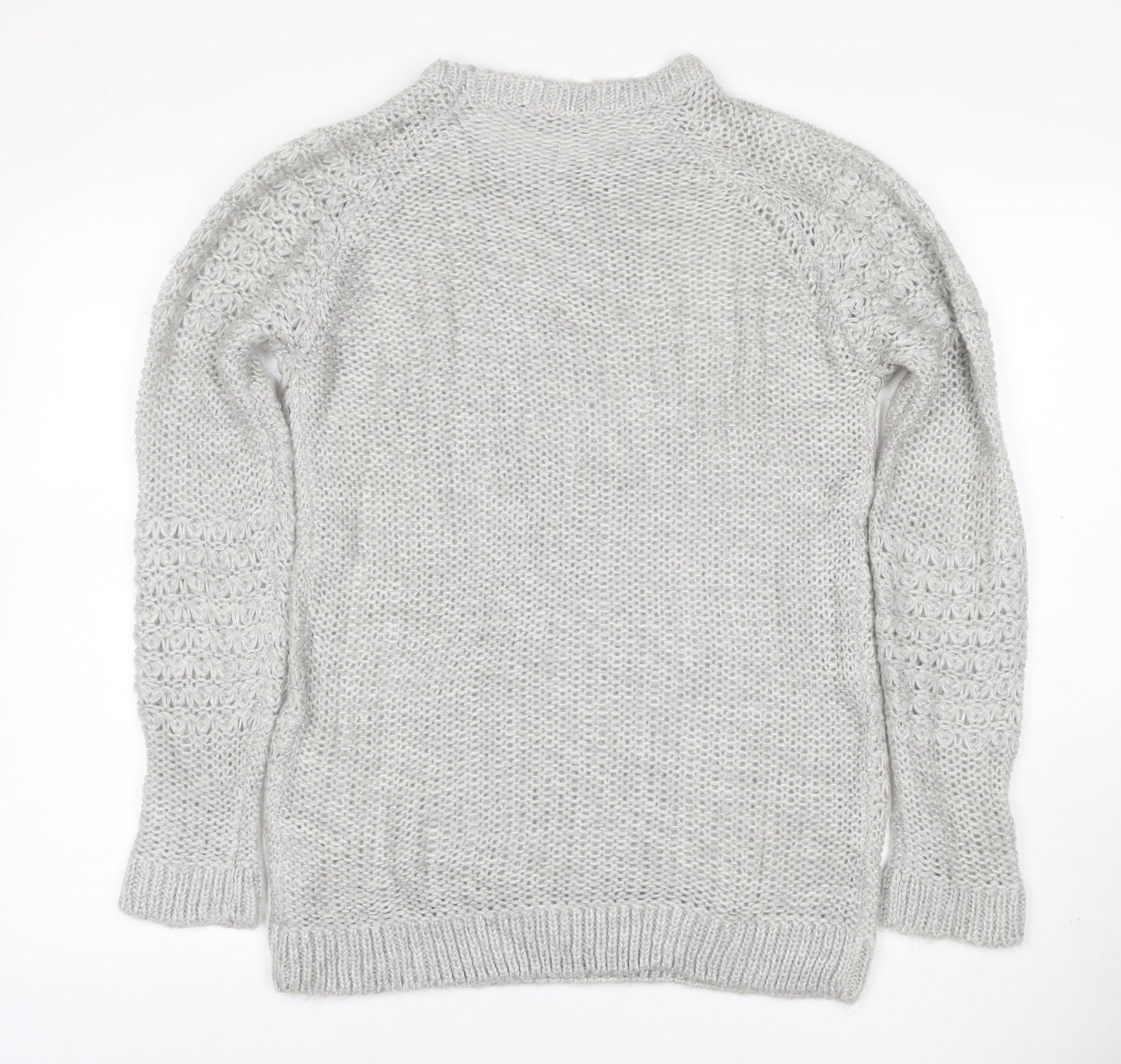 Dorothy Perkins Women Grey UK 12 Chunky Knit Crew Neck Pullover Jumper