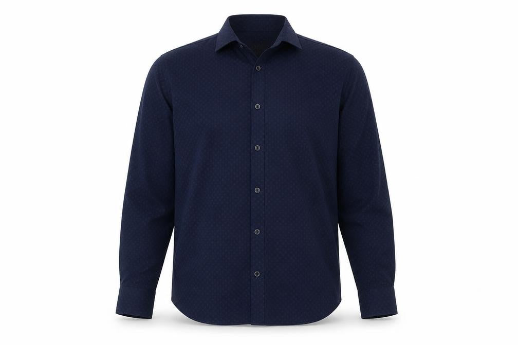 Marks & Spencer Men’s Blue M Regular Geometric Easy Care Shirt