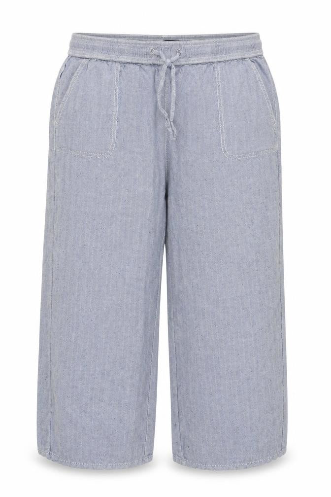 Marks & Spencer Women’s Blue UK 16 Linen Blend Herringbone Trousers