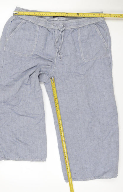Marks and Spencer Women’s Blue UK 16 Linen Blend Herringbone Trousers