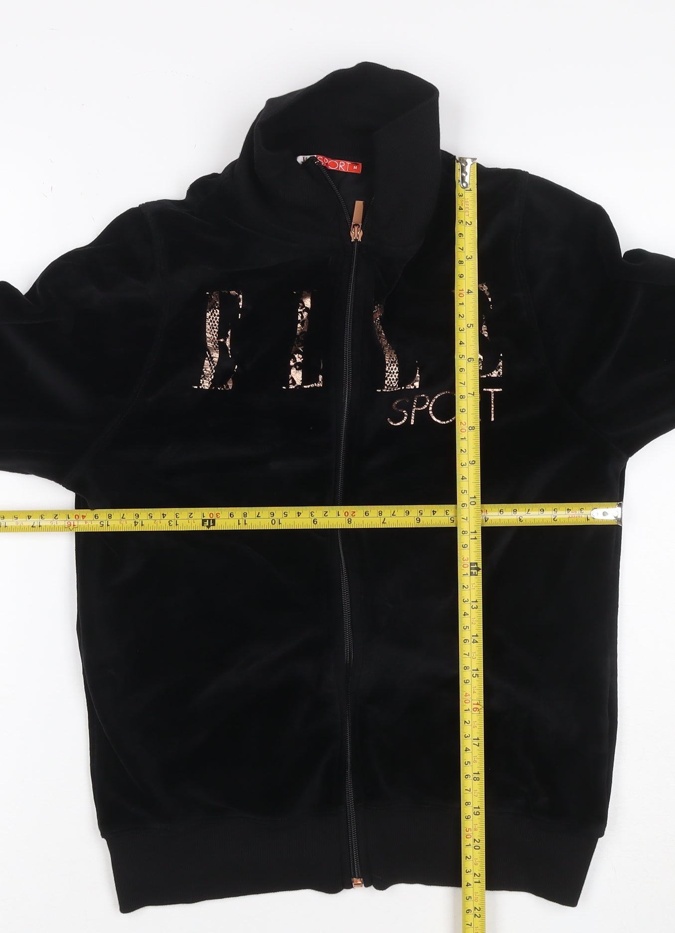 Elle Sport Women's Black UK 12 Velour Full Zip High Neck Sweatshirt
