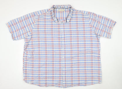 W&B Men’s Multicoloured Plaid Cotton Short Sleeve Button-Up Shirt Size 14