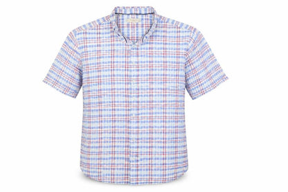 W&B Men’s Multicoloured Plaid Cotton Short Sleeve Button-Up Shirt Size 14