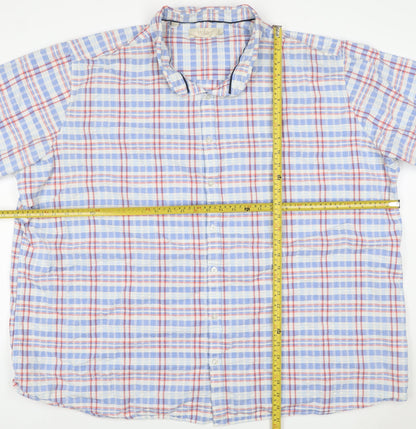 W&B Men’s Multicoloured Plaid Cotton Short Sleeve Button-Up Shirt Size 14