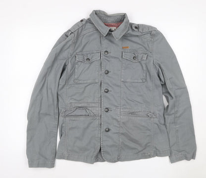 Firetrap Men’s Grey M Military Cotton Twill Button Jacket