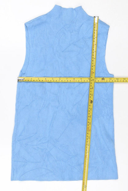 Marks and Spencer Women Blue Size 12 Ribbed Knit Tank Top