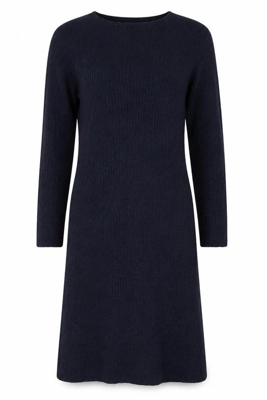 Tu Women Blue Size 16 V-Neck Long Sleeve Ribbed Knit Midi Jumper Dress