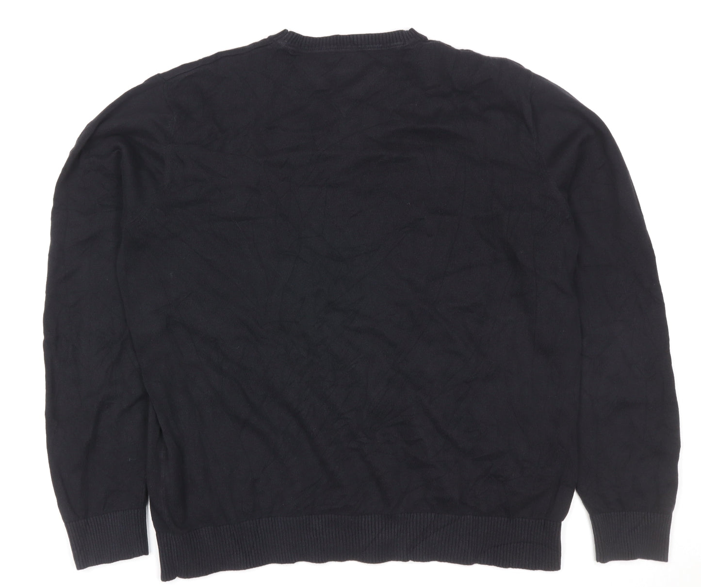 Tommy Hilfiger Men's Black L V-Neck Cotton Logo Pullover Jumper