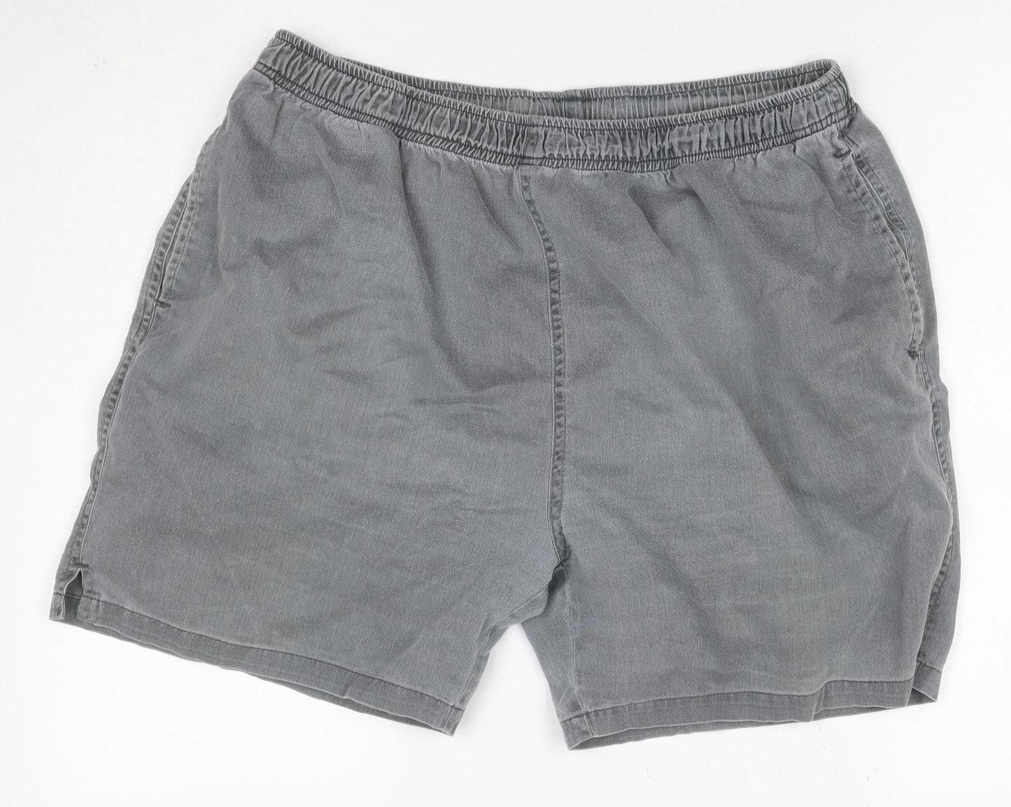 Toby Leeg Men's Grey XL Cotton Elastic Waist Casual Shorts
