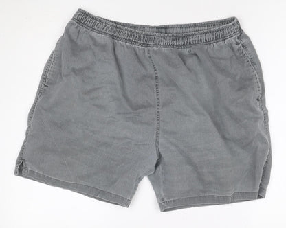 Toby Leeg Men's Grey XL Cotton Elastic Waist Casual Shorts