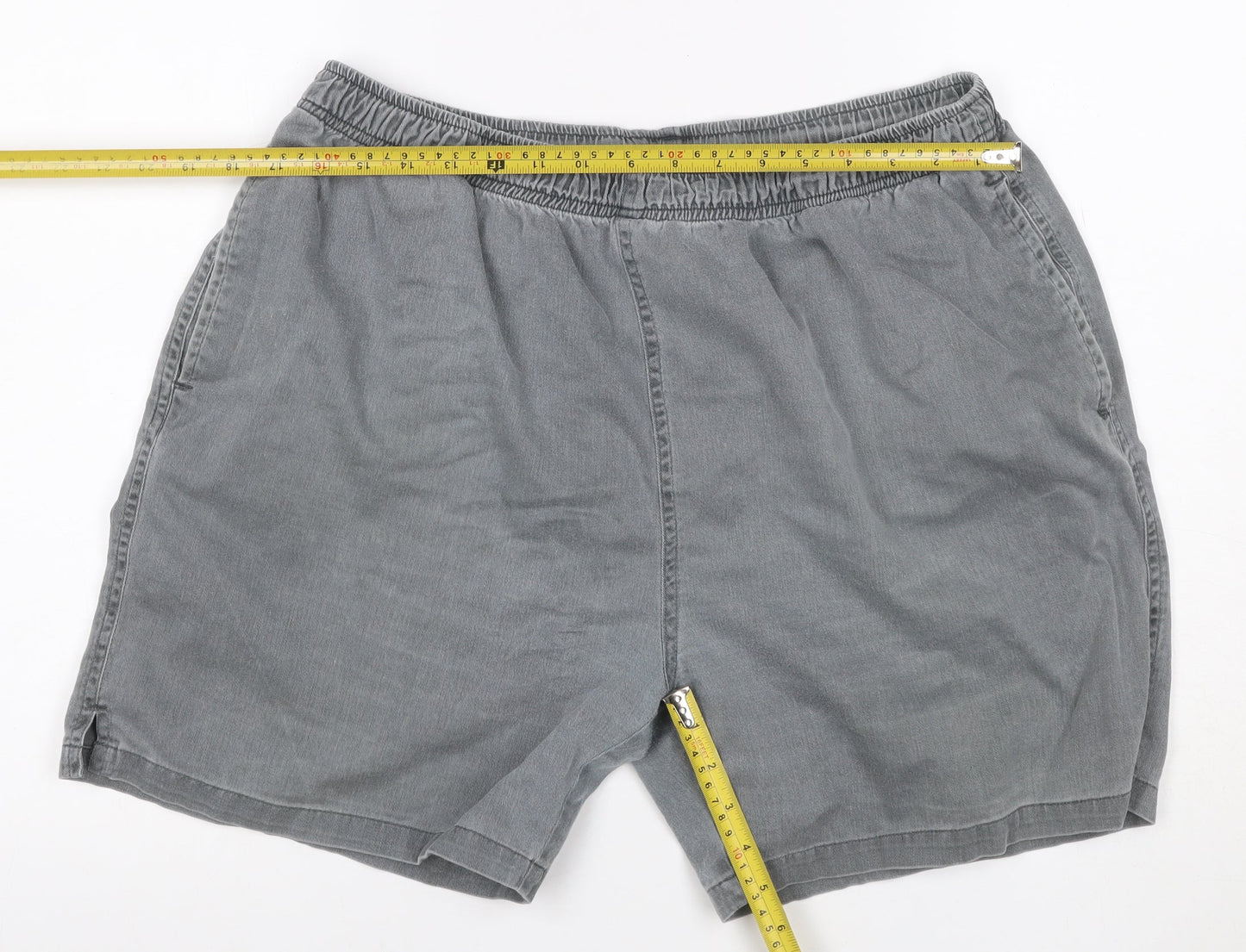 Toby Leeg Men's Grey XL Cotton Elastic Waist Casual Shorts