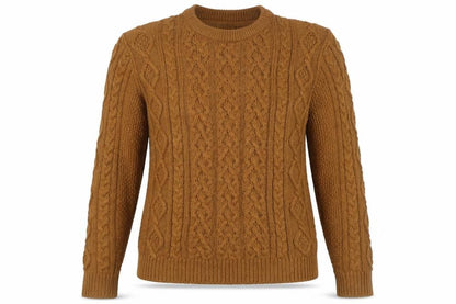 H&M Women Brown M Cable Knit Cotton Crew Neck Pullover Jumper