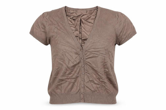 M&S Autograph Women Brown UK 12 V-Neck Ruffle Button Cardigan