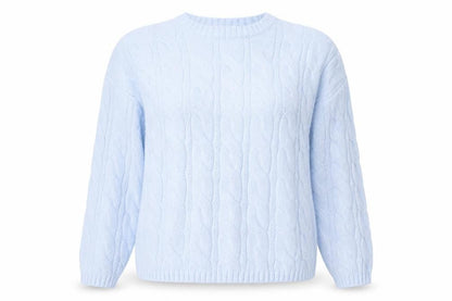 Marks & Spencer Women Blue M Cable-Knit Crew Neck Pullover Jumper
