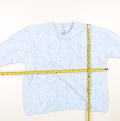 Marks and Spencer Women Blue M Cable-Knit Crew Neck Pullover Jumper