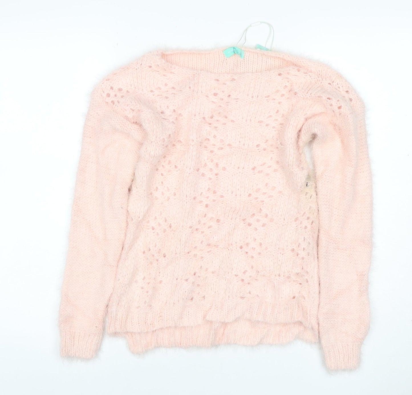 Aftershock Women Pink One Size Fluffy Open-Knit Long Sleeve Jumper