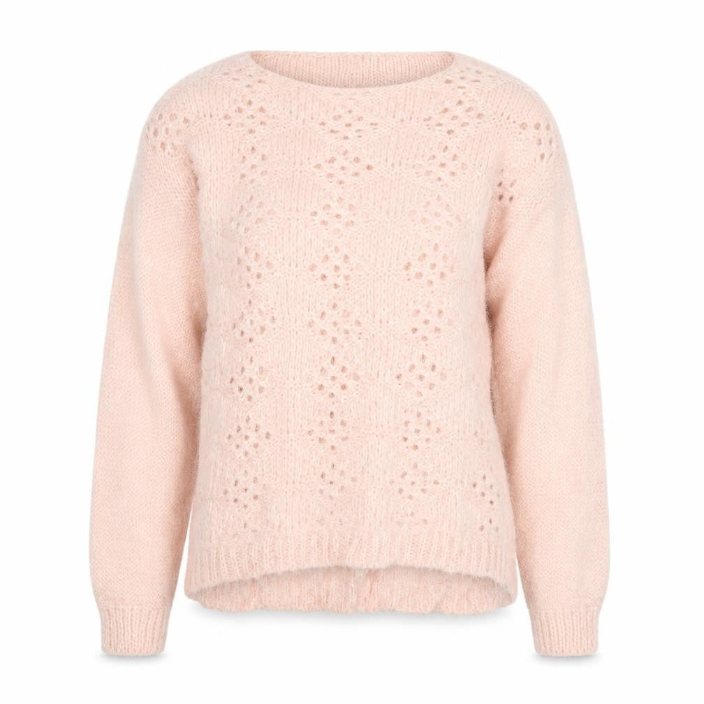 Aftershock Women Pink One Size Fluffy Open-Knit Long Sleeve Jumper