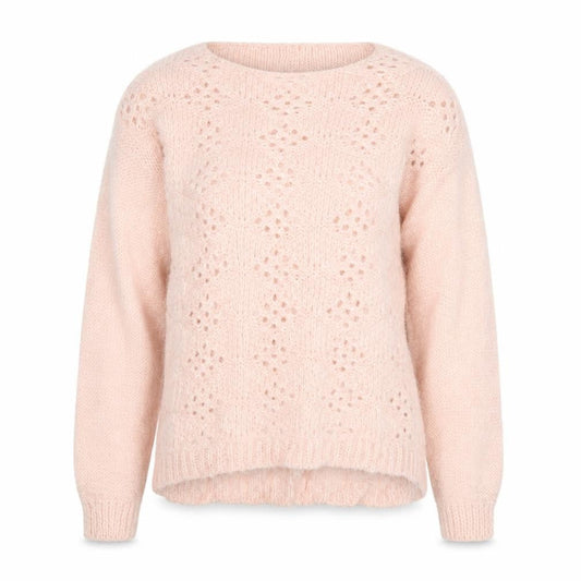 Aftershock Women Pink One Size Fluffy Open-Knit Long Sleeve Jumper