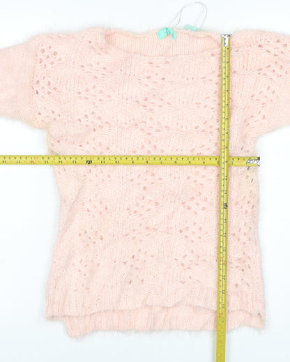 Aftershock Women Pink One Size Fluffy Open-Knit Long Sleeve Jumper