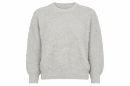 Zara Women’s Grey Fuzzy Cable Knit Crew Neck Jumper Size M