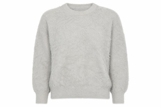 Zara Women’s Grey Fuzzy Cable Knit Crew Neck Jumper Size M