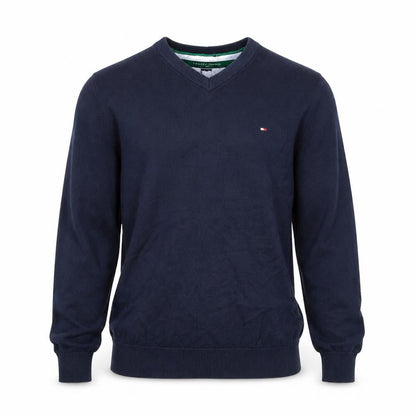 Tommy Hilfiger Men’s Blue XS V-Neck Cotton Golf Pullover Jumper