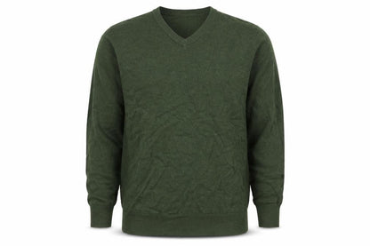 Howick Men’s Green L V-Neck Organic Cotton Knit Pullover Jumper