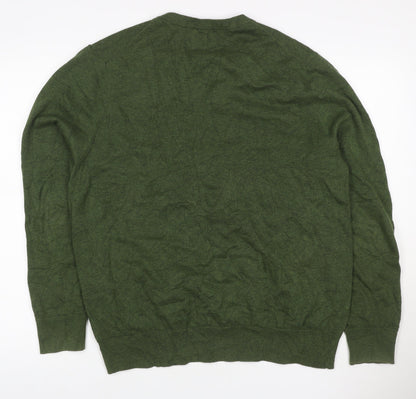 Howick Men’s Green L V-Neck Organic Cotton Knit Pullover Jumper