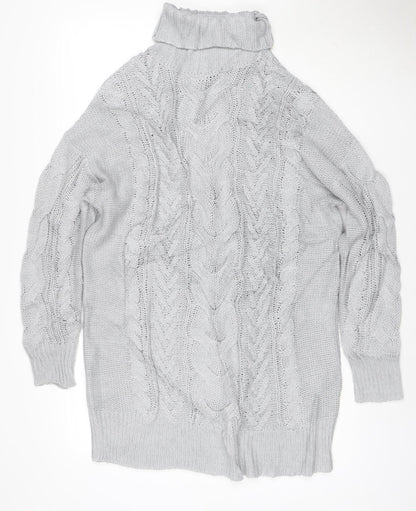 Ooh! Baby Women Grey M Cable Knit Roll Neck Chunky Pullover Jumper
