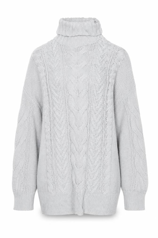 Ooh! Baby Women Grey M Cable Knit Roll Neck Chunky Pullover Jumper