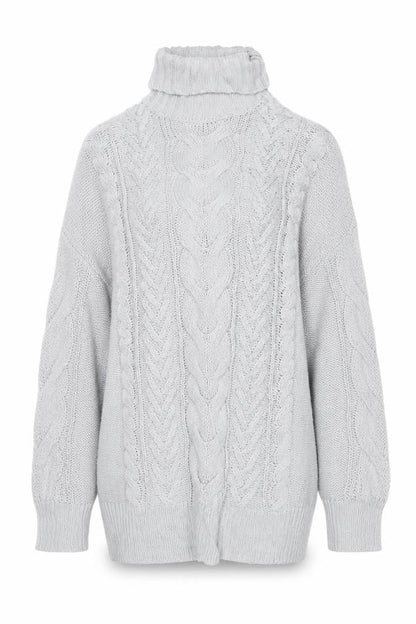 Ooh! Baby Women Grey M Cable Knit Roll Neck Chunky Pullover Jumper