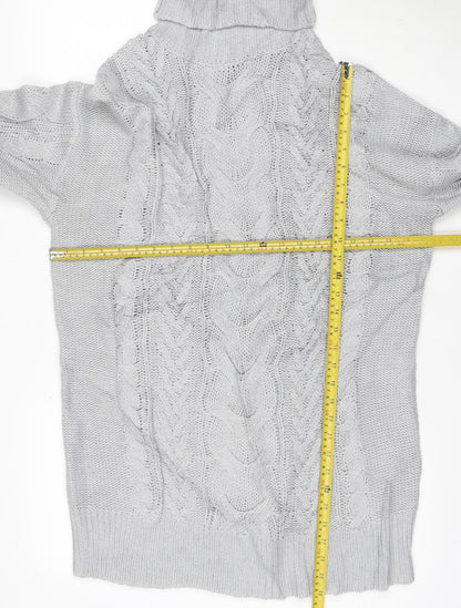 Ooh! Baby Women Grey M Cable Knit Roll Neck Chunky Pullover Jumper