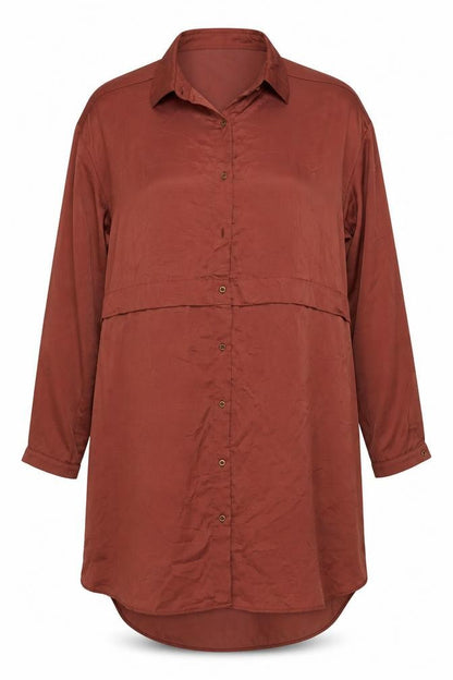 Next Women Brown UK 18 Long Sleeve Collared Shirt Dress