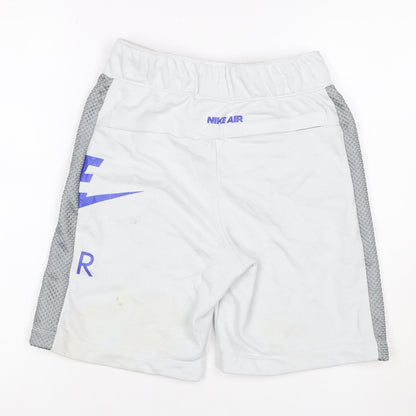 Nike Boys White Grey Blue Air Athletic Shorts L 147-158cm Mesh Drawstring