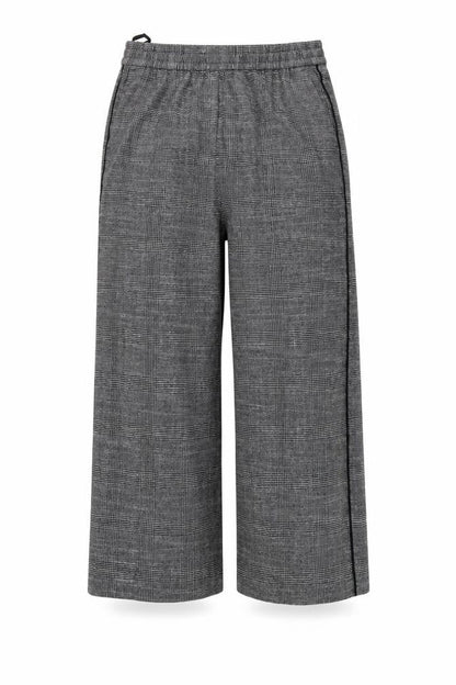 Marks & Spencer Women’s Grey Check Wide-Leg Pull-On Trousers UK 10 Short